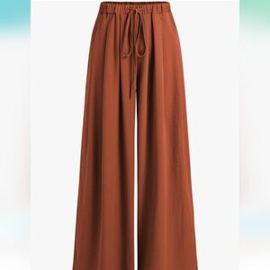 Elastic waist wide leg pants